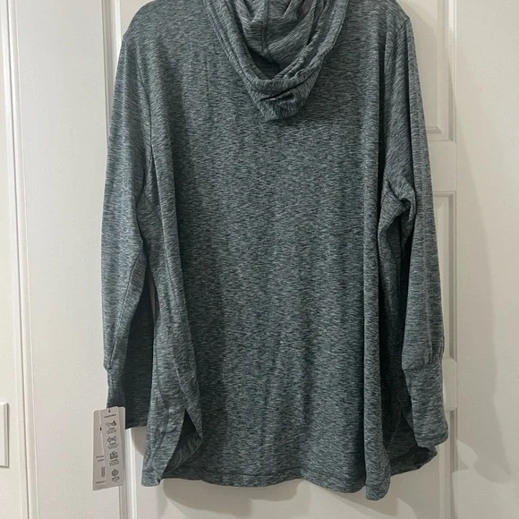 Heather Gray Cowl Neck Pullover Athletic Hoodie - Picture 2 of 8